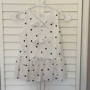 Zara Kids White Tank with Black Dots and Bow Accents